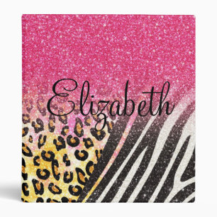 Awesome girly trendy leopard print, zebra stripes binder
