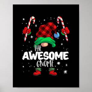 awesome gnome red buffalo plaid matching family ch poster