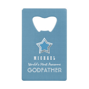 Awesome GODFATHER Blue White Star and Name D37 Wallet Bottle Opener