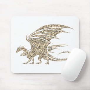 Awesome Golden Mosaic Dragon Mouse Pad