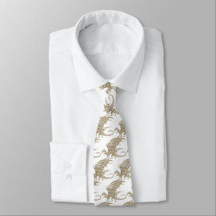 Awesome Golden Mosaic Dragon Tie