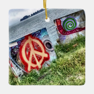 Awesome Graffiti Art in Berkeley California Ceramic Ornament