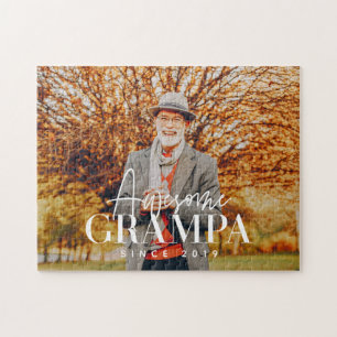 Awesome Grampa Since 20XX Simple Elegant Photo Jigsaw Puzzle