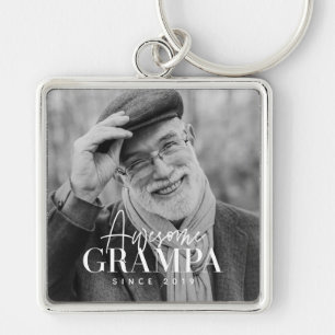 Awesome Grampa Since 20XX Simple Elegant Photo Keychain