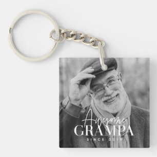Awesome Grampa Since 20XX Simple Elegant Photo Keychain