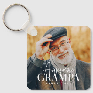 Awesome Grampa Since 20XX Simple Elegant Photo Keychain