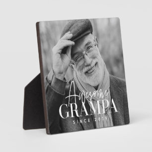 Awesome Grampa Since 20XX Simple Elegant Photo Plaque
