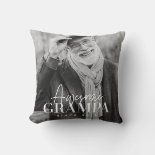 Awesome Grampa Since 20XX Simple Elegant Photo Throw Pillow