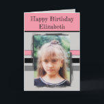 Awesome Granddaughter add photo grey birthday Card<br><div class="desc">For an awesome Granddaughter birthday greeting card.
This card is sure to put a smile on her face and make her feel special.
just add your personalized message inside and replace the photo with your own.
Colour scheme is pink and grey.</div>