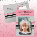 Awesome Granddaughter add photo grey birthday Card<br><div class="desc">For an awesome Granddaughter birthday greeting card.
This card is sure to put a smile on her face and make her feel special.
just add your personalized message inside and replace the photo with your own.
Colour scheme is pink and grey.</div>