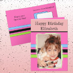 Awesome Granddaughter add photo pink birthday Card<br><div class="desc">For an awesome Granddaughter birthday greeting card.
This card is sure to put a smile on her face and make her feel special.
just add your personalized message inside and replace the photo with your own.
Colour scheme is pink,  blue and green.</div>