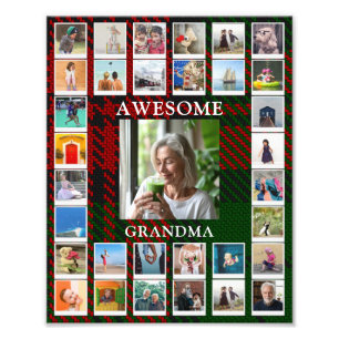Awesome Grandma Photo Black Red Tartan 8 x 10 Print