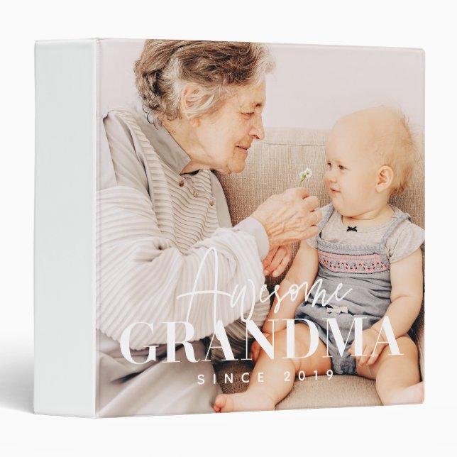 Awesome Grandma Since 20XX Simple Elegant Photo Binder (Front/Spine)