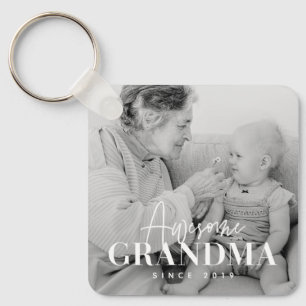 Awesome Grandma Since 20XX Simple Elegant Photo Keychain