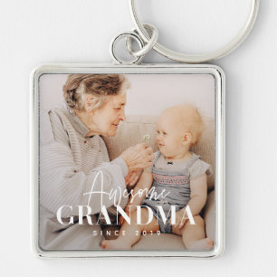 Awesome Grandma Since 20XX Simple Elegant Photo Keychain