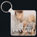 Awesome Grandma Since 20XX Simple Elegant Photo Keychain<br><div class="desc">This simple and modern design is composed of serif and cursive typography and add a custom photo</div>
