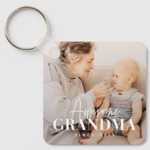 Awesome Grandma Since 20XX Simple Elegant Photo Keychain