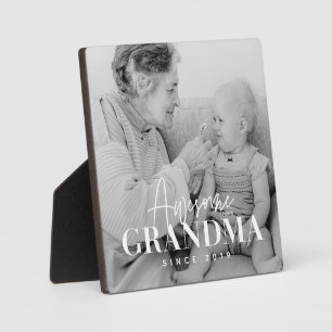 Awesome Grandma Since 20XX Simple Elegant Photo Plaque