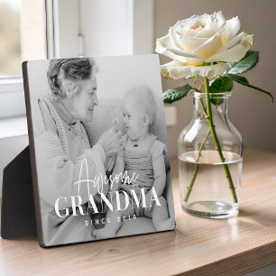 Awesome Grandma Since 20XX Simple Elegant Photo Plaque