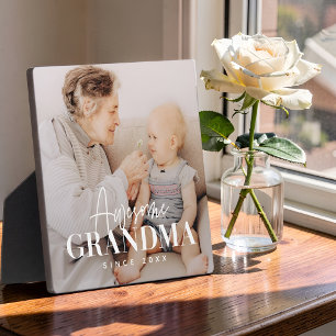 Awesome Grandma Since 20XX Simple Elegant Photo Plaque