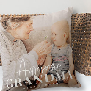 Awesome Grandma Since 20XX Simple Elegant Photo Throw Pillow
