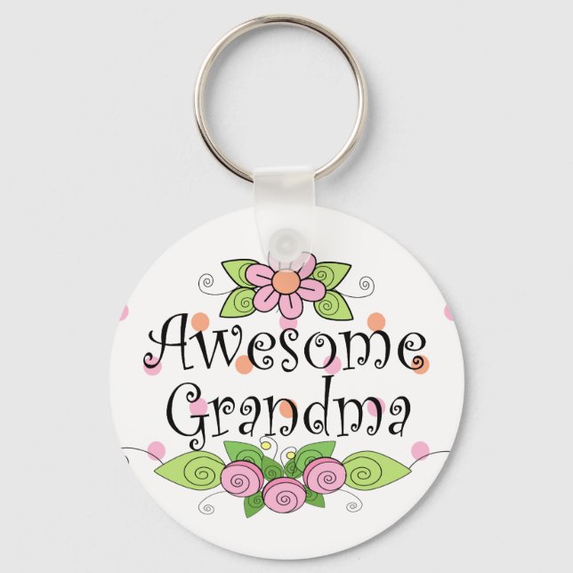 Awesome Grandma T-Shirt Keychain (Front)