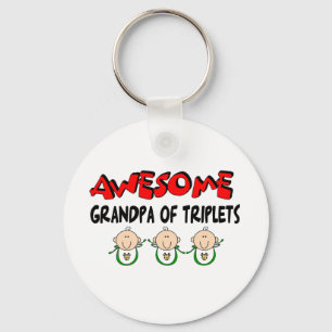 AWESOME GRANDPA of TRIPLETS Keychain