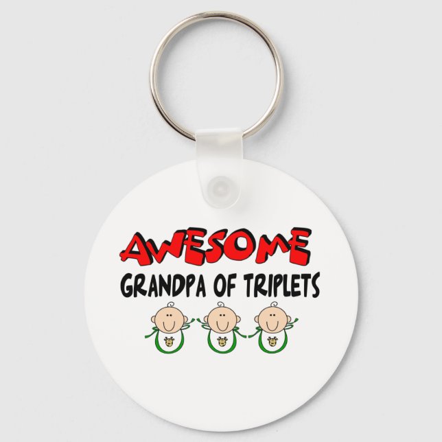 AWESOME GRANDPA of TRIPLETS Keychain (Front)