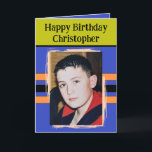 Awesome Grandson add photo purple birthday Card<br><div class="desc">For an awesome Grandson birthday greeting card.
This card is sure to put a smile on his face and make him feel special.
just add your personalized message inside and replace the photo with your own.
Colour scheme is green,  purple and orange.</div>