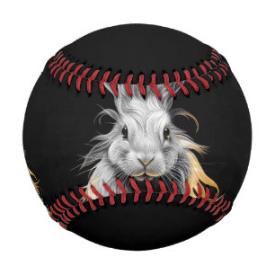 Awesome Gray Rabbit on Fire Baseball