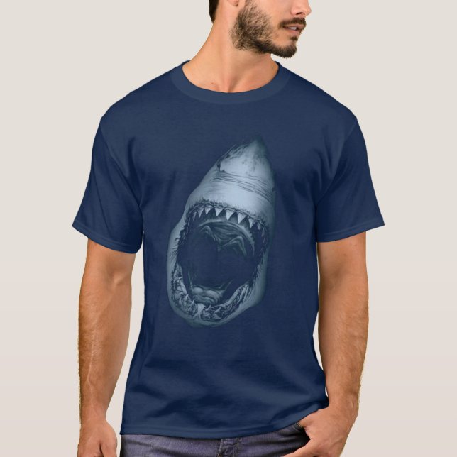 Awesome Great White Shark Jaws Deep Sea Scary Cool T-Shirt (Front)