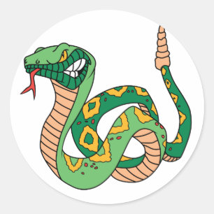 Awesome Green Rattlesnake Classic Round Sticker