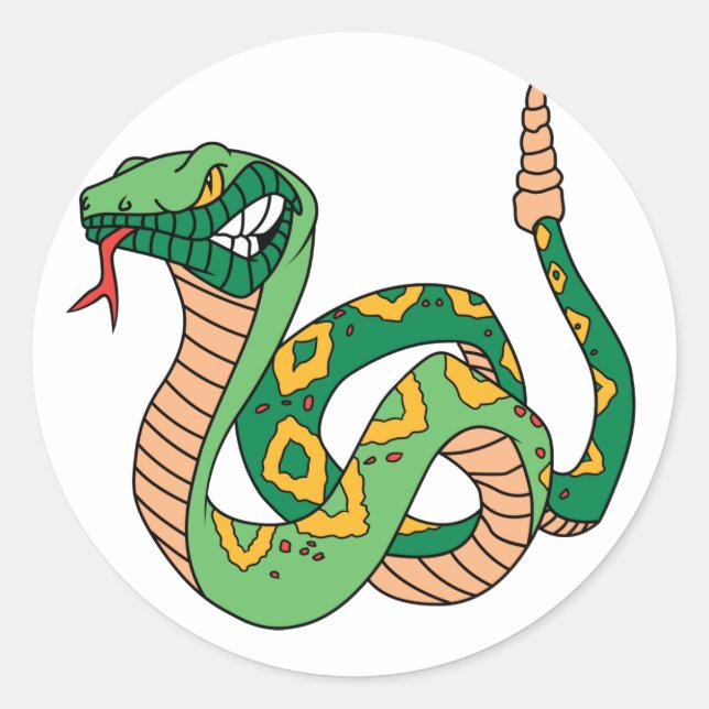Awesome Green Rattlesnake Classic Round Sticker (Front)