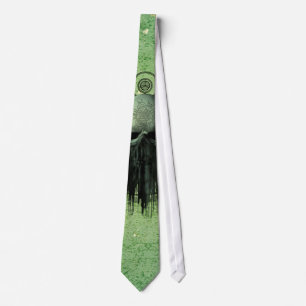 Awesome green skull with grunge tie