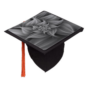 Awesome Grey Flower Fractal Graduation Cap Topper