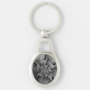 Awesome Grey Flower Fractal  Keychain
