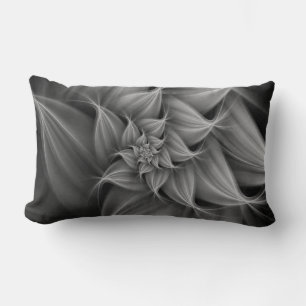 Awesome Grey Flower Fractal  Lumbar Pillow