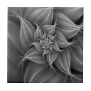 Awesome Grey Flower Fractal Tile