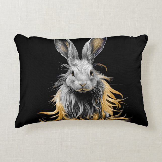 Awesome Grey Rabbit on Fire  Accent Pillow (Front)