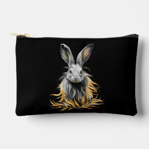 Awesome Grey Rabbit on Fire Accessory Pouch