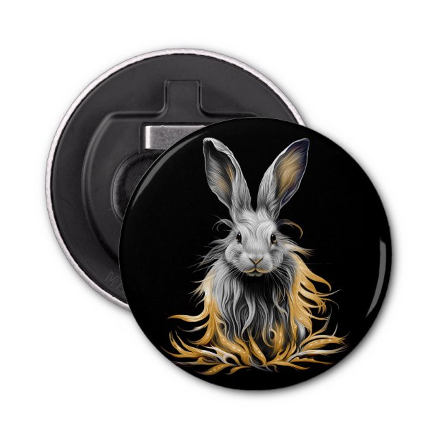 Awesome Grey Rabbit on Fire  Bottle Opener (Front)
