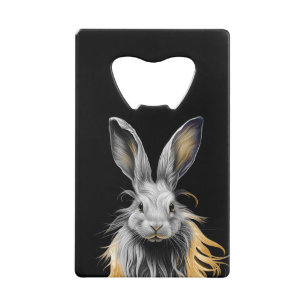 Awesome Grey Rabbit on Fire Credit Card Bottle Opener