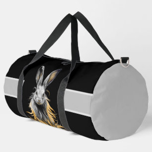 Awesome Grey Rabbit on Fire Duffle Bag