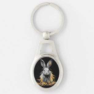 Awesome Grey Rabbit on Fire Keychain