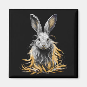 Awesome Grey Rabbit on Fire  Magnet