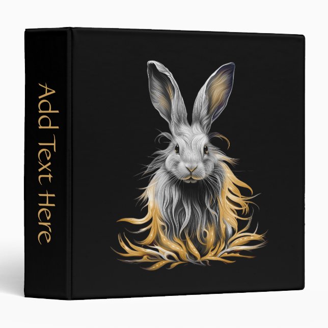 Awesome Grey Rabbit on Fire Name Binder (Front/Spine)