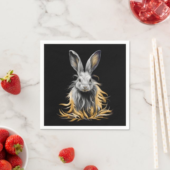 Awesome Grey Rabbit on Fire  Napkin (Insitu)