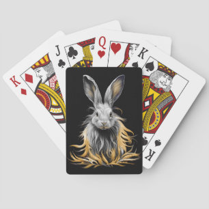Awesome Grey Rabbit on Fire  Playing Cards