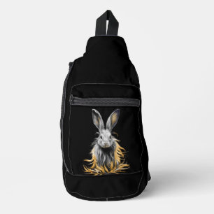 Awesome Grey Rabbit on Fire Sling Bag