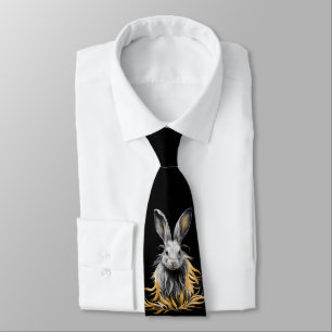 Awesome Grey Rabbit on Fire  Tie